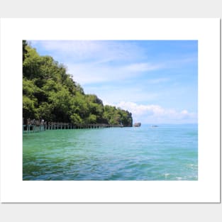 Pier over crystal clear water Posters and Art